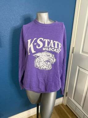 Charlie Hustle Kansas State Wildcats K-State Purple Sweatshirt Size L